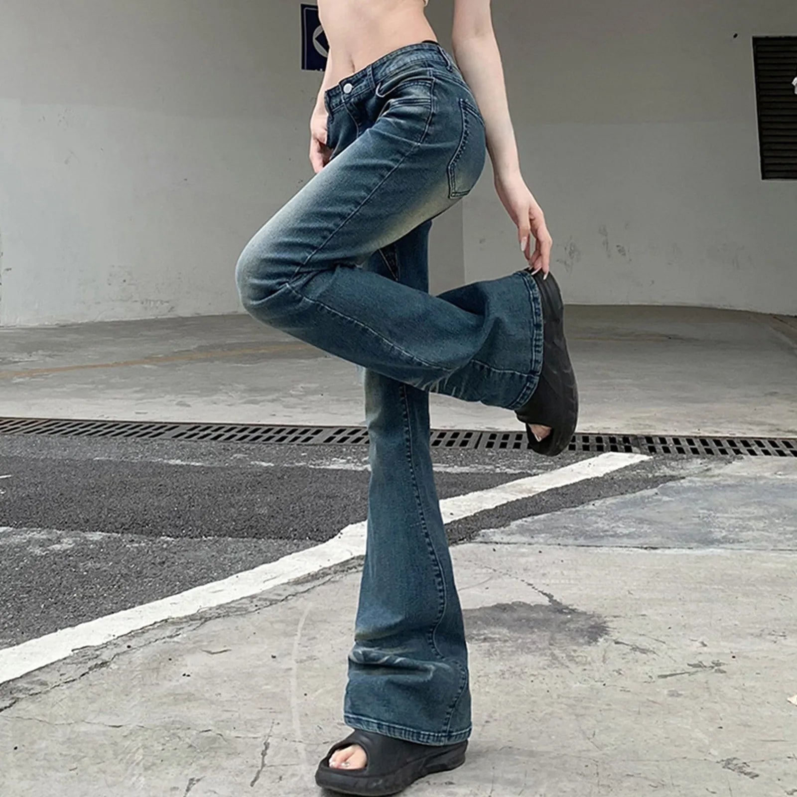 Color Block Flare Jeans