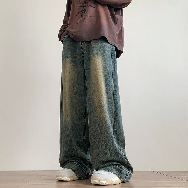 Distressed Vintage Wide-Leg Jeans