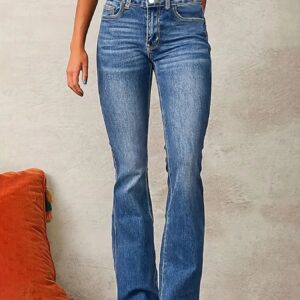 Jeaniy Blue High-Waist Slim Fit Retro Flare Jeans