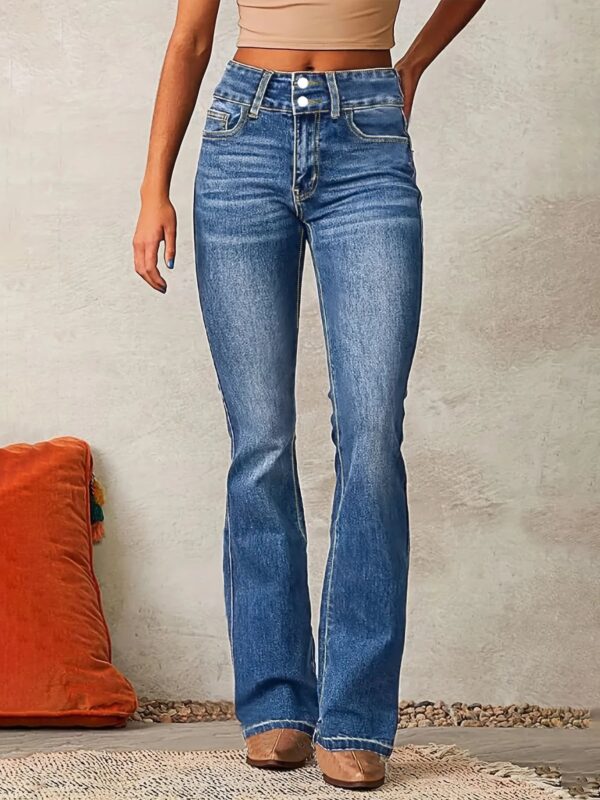 Jeaniy Blue High-Waist Slim Fit Retro Flare Jeans