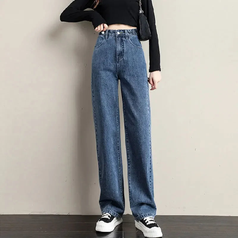 Jeaniy High Waist Retro Straight-Leg Jeans